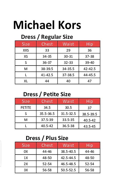 michael kors sizes chart|Michael Kors dress size chart.